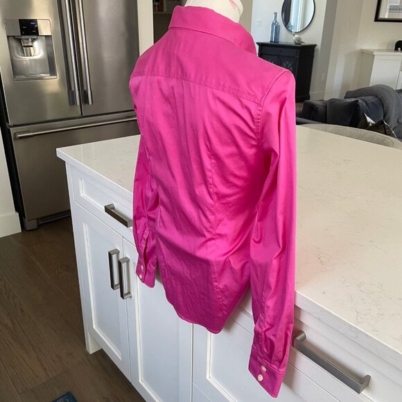 Banana Republic Factory LS Non Iron Button Down Fitted Cotton Shirt Pink Sz 4 - Picture 7 of 11